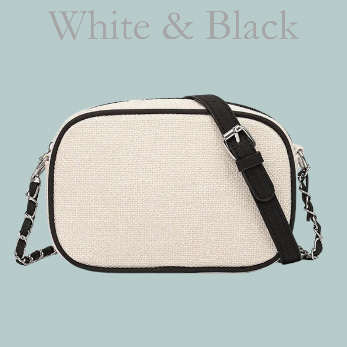 Canvas Shoulder Bag - White & Black