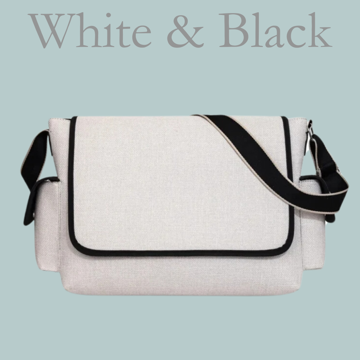 Canvas Pram Satchel Bag - White & Black