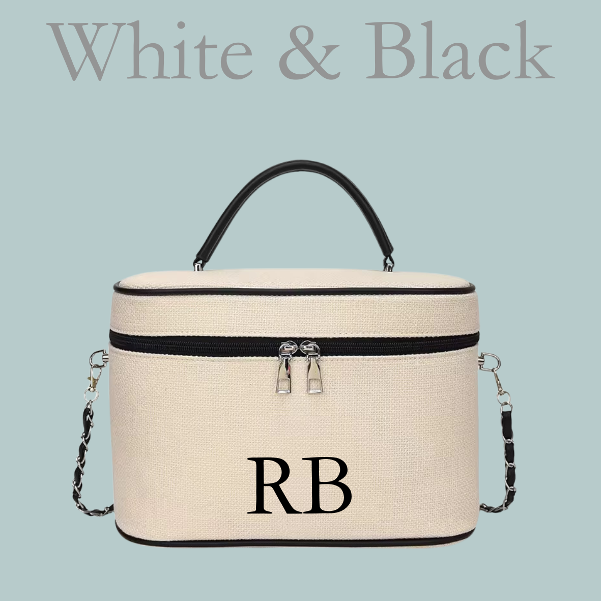 Canvas Vanity Case - White & Black