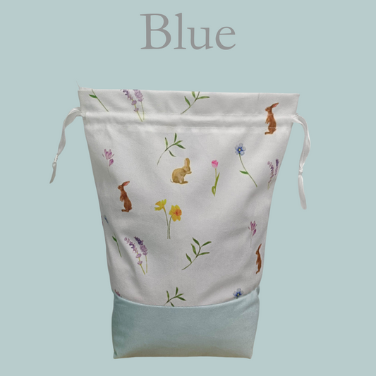 Easter Bunny Drawstring Bag - Blue