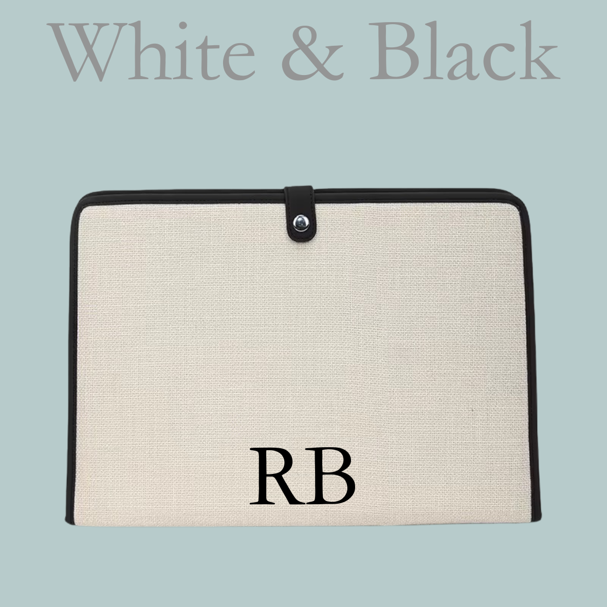 Canvas Ipad & Document Holder - White & Black