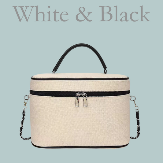 Canvas Vanity Case - White & Black