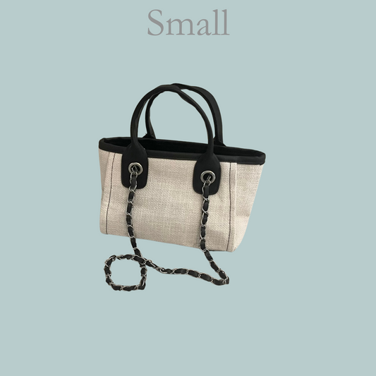 Small Canvas Tote - White & Black