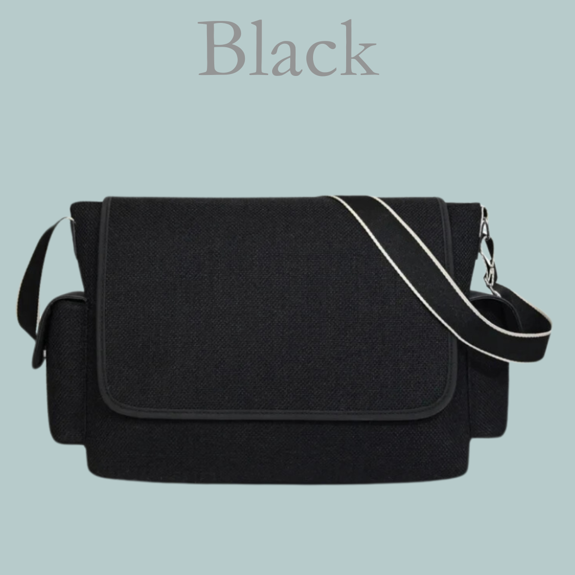 Canvas Pram Satchel Bag - Black