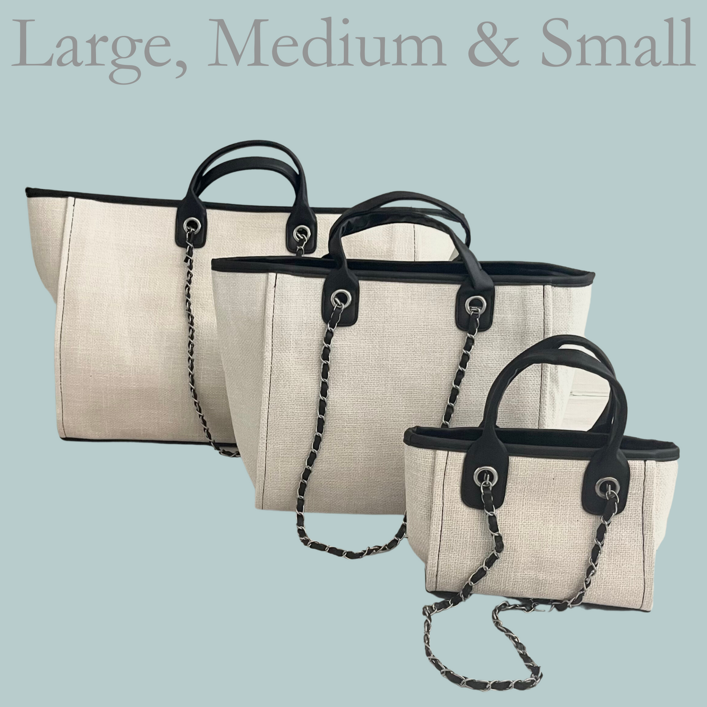 Small Canvas Tote - White & Black