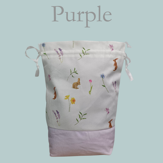 Easter Bunny Drawstring Bag - Purple