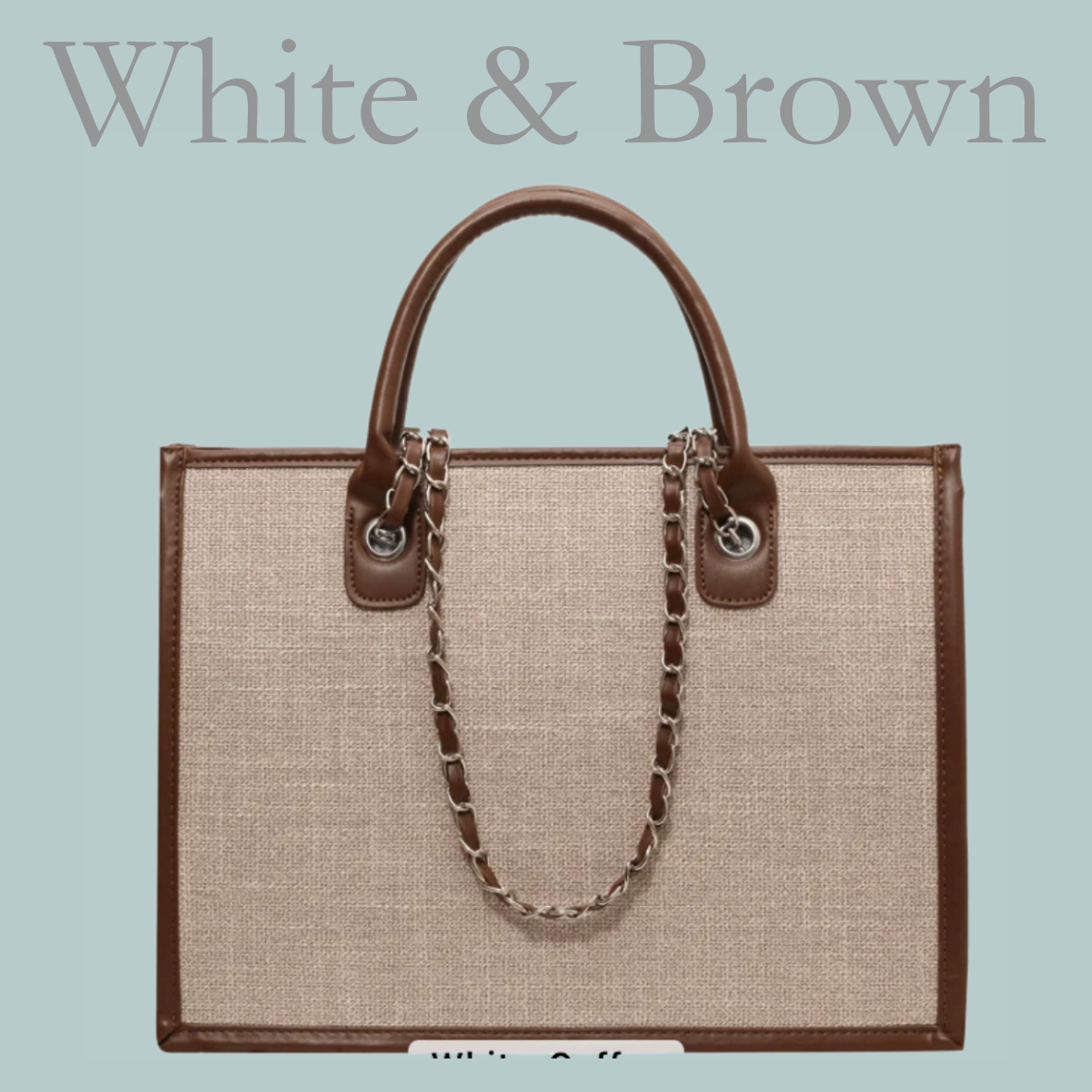 Canvas Smart Tote - White & Brown