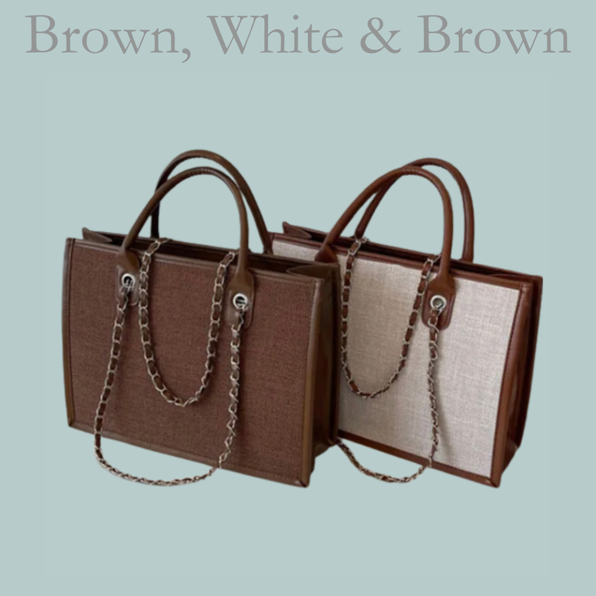 Canvas Smart Tote - White & Brown